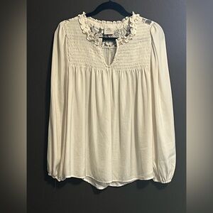 Knox Rose 🌹 Smocked Lace Top Size Medium Boho Artsy Festival Romantic Feminine